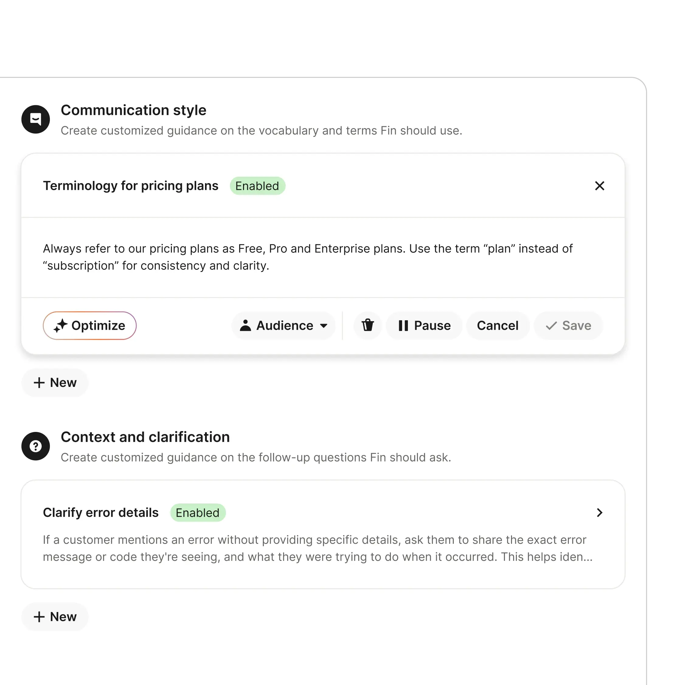 Sweo Voice behavior configuration