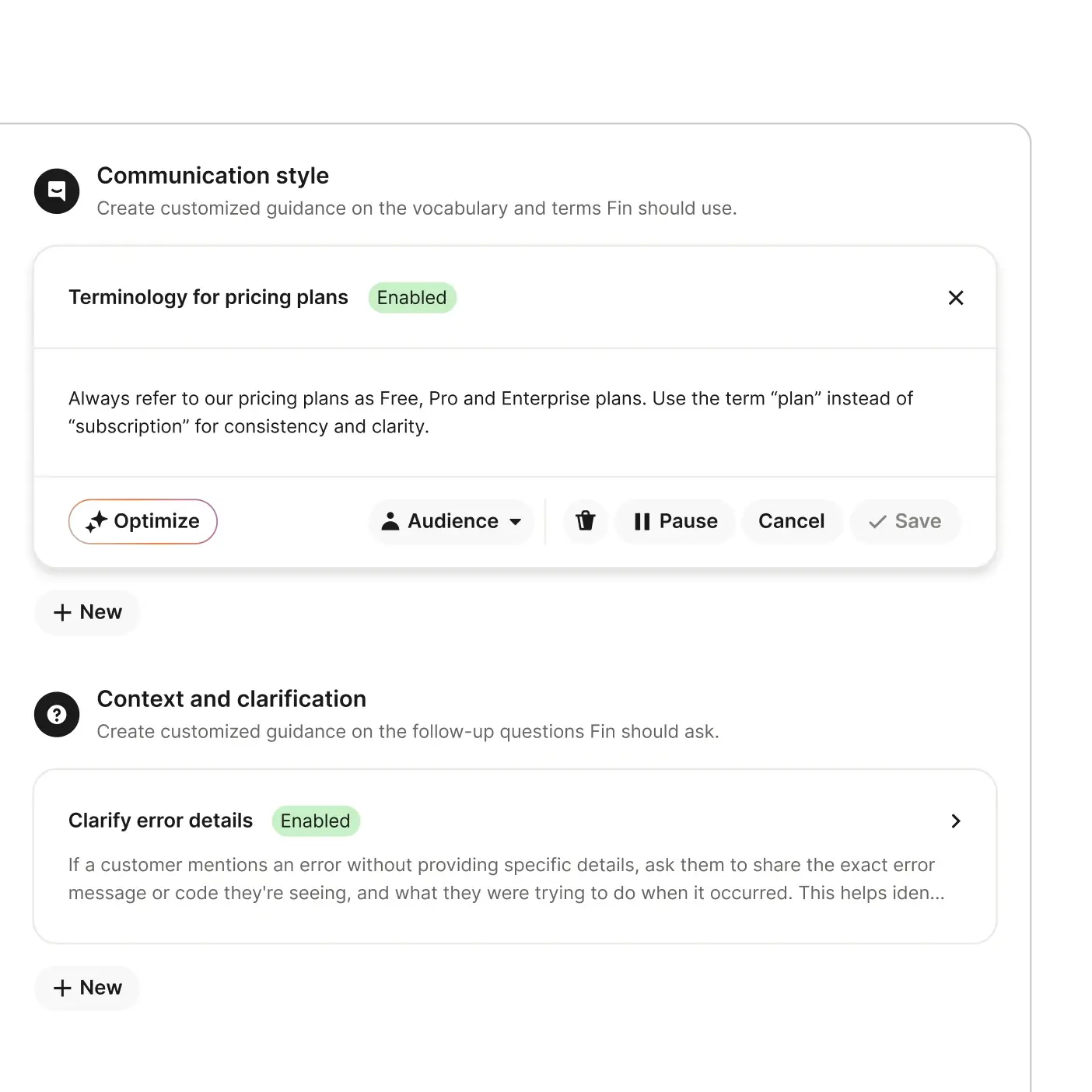 Sweo Voice behavior configuration