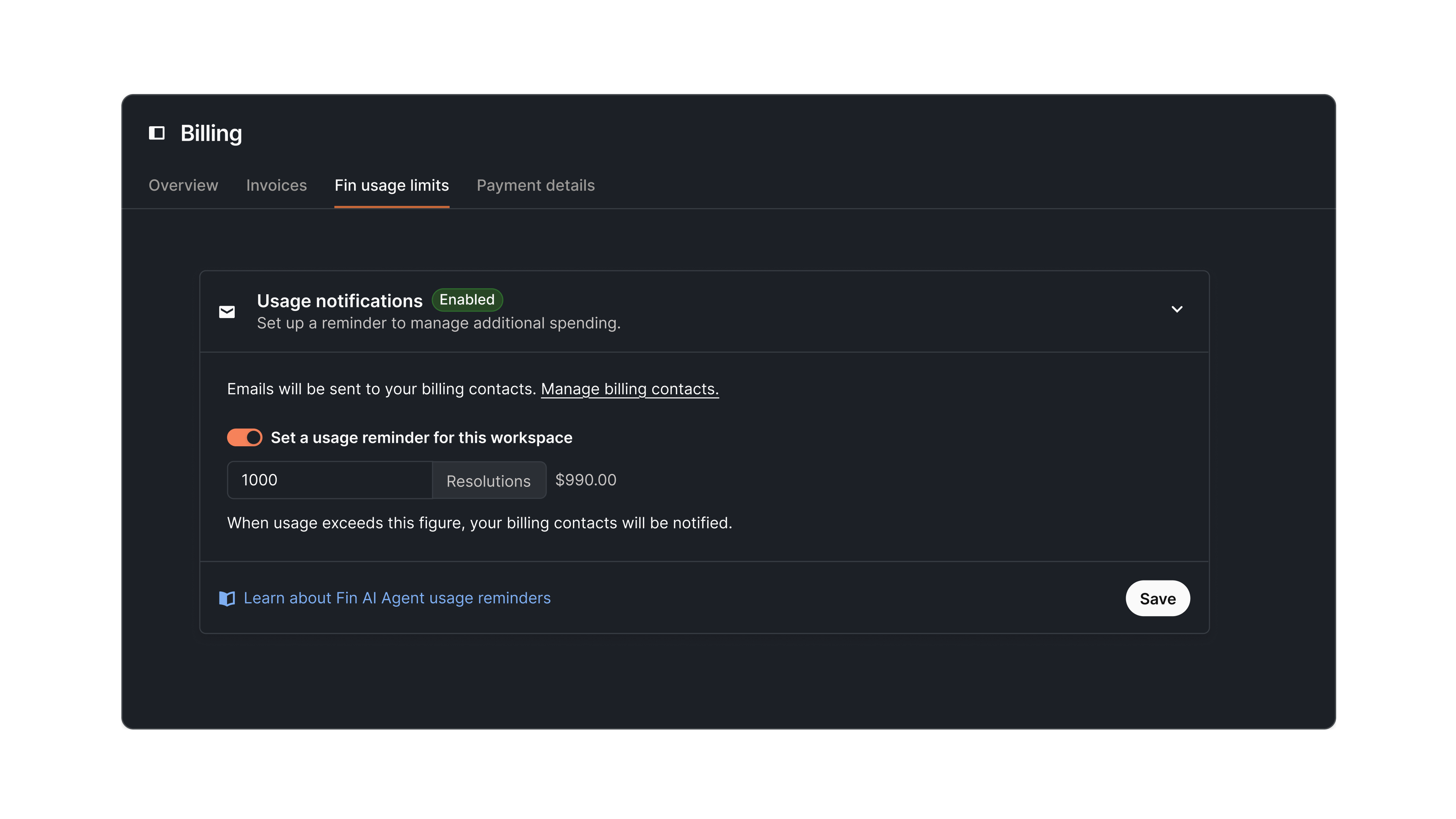 Usage Limits and Notifications